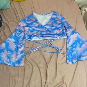 Kawaii shein tie dye wrap crop top 1xl